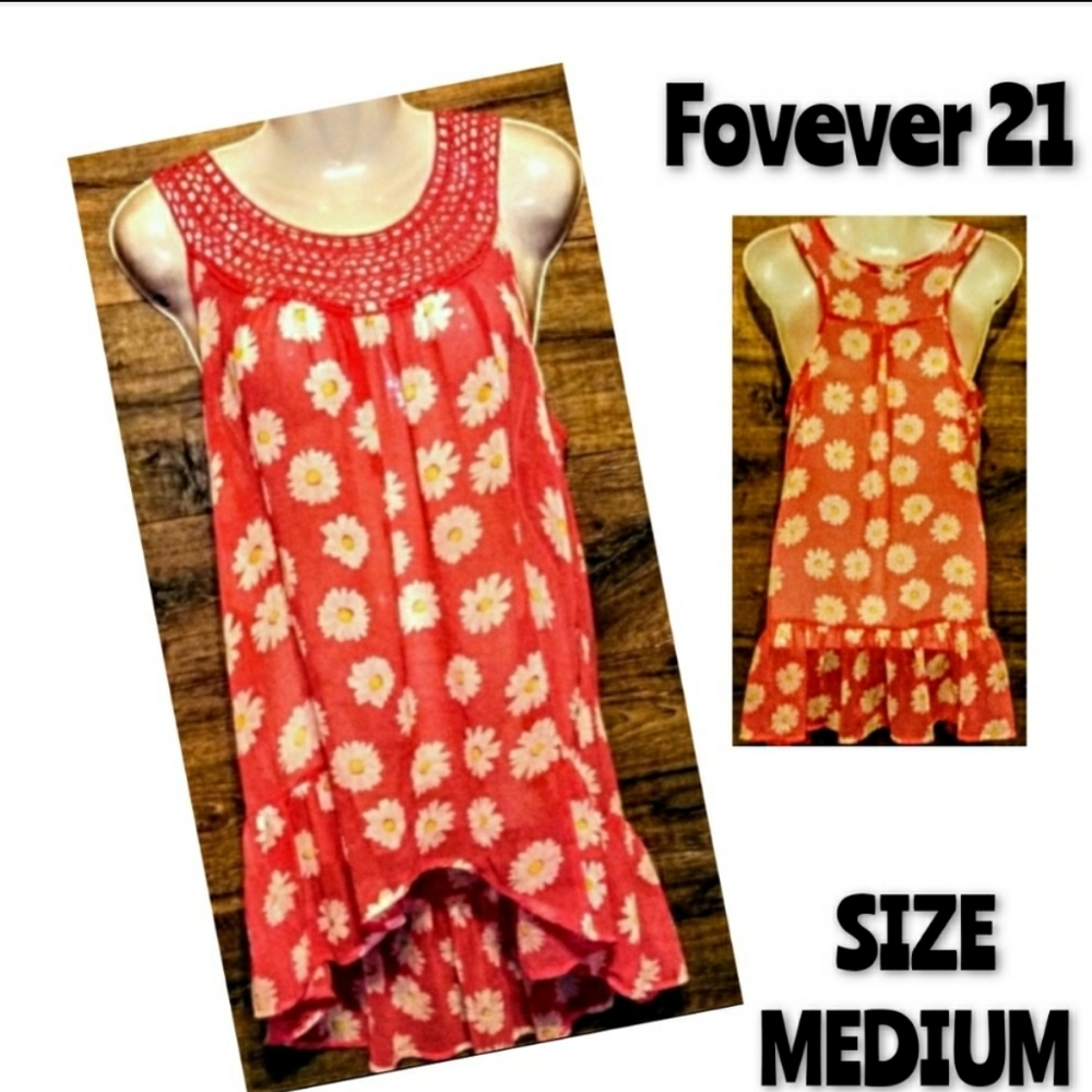 Forever 21 Cover Up Size M Daisy Peplum Racerback - Picture 1 of 10